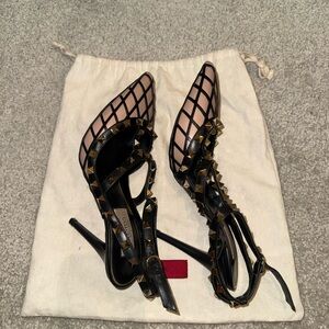 Studded Black and Gold Women's Heels